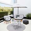 Sofá de Exterior Estilo Nórdico Madera de Fresno Simple Exterior Balcón Jardín Patio Sofá Pequeño Silla Sofá de Ratán con Cinta