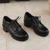 34--45 Tamanho Grande Sapatos Pequenos de Couro Primavera e Outono Sola Grossa Salto Grosso Saltos Médios Renda Frontal Retro Comércio Exterior Transfronteiriço Sapatos Femininos