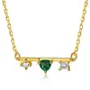 Collar de Plata de Ley S925 Estilo Coreano para Mujer, Joyería de Diseño Minimalista de Nicho, Colgante en Forma de Corazón Esmeralda, Cadena para Clavícula