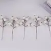 Fruta de granada miniatura, de tallo corto y realista, cuentas de vidrio en forma de granada de 6 ramas, decoraciones de bayas para arreglos florales de Año Nuevo, accesorios florales