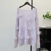 Outono de 2025 Novo Estilo Design de Flor Estéreo Recortada Doce Tricô Tricô Top Tricô Solto Pulôver Tendência Feminina