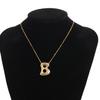 Collar con colgante de 26 letras del alfabeto inglés, chapado en cobre transfronterizo, oro real de 18k, liso, de burbuja de globo, gordito, lindo, versión Q