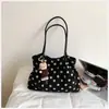 Bolsa transfronteiriça de camurça com poá para mulheres, nova bolsa de ombro vintage de outono 2026, bolsa de mão tote grande capacidade para o dia a dia