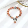 Pulsera de Anillo Único de Piedra Solar Natural Pulsera Plata S925 Mo Negativo Shaohua Piedra Solar Perla de Anillo Único Cristal Natural Mujer