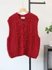 Colete Cardigan Tricotado com Design Floral Tridimensional de Alta Qualidade, Novo Estilo Outono/Inverno 2026, Colete Suéter em Camadas com Gola Redonda para Mulheres