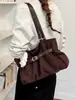 Bolsa Casual de Ombro Único Franzida para Axila Feminina, Nova Moda Outono-Inverno 2026 Suede Grande Capacidade Bolsa de Mão Bolsa Tote