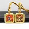 Colar Pequeno Quadrado Tridimensional Mini de Estilo Tibetano de Dupla Face Thangka Vajra Samantabhadra Santo Padroeiro doze Signos do Zodíaco Fornecimento Direto de Fábrica