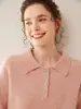 Suéter de cachemira elegante francés para mujer, jersey grueso de otoño e invierno, suéter de lana con botones y solapa de polo.