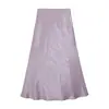 Saia Jacquard de Alta Qualidade Estilo Francês, Versátil, com Relevo em Acetato de Cetim para Mulheres, Nova Moda Primavera/Verão, Cintura Alta, Emagrecedora, Linha A