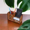 Portalápices de Madera Adornos de Escritorio Ranura para Bolígrafos Dividida Simple Almacenamiento para Teléfono Móvil Portatarjetas Caja de Almacenamiento de Madera Maciza