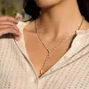 Elegante y Discreto Estilo Clásico Cadena de Acero Inoxidable y Oro de 18K con Zirconias en Forma de Y, Sencillo y de Alta Gama, Joyería Transfronteriza para Mujeres con Sentido del Diseño