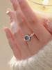 Pulsera de aguamarina con perla natural en plata de ley S925 para mujer, anillo de moda de nicho, anillo sencillo de lujo ligero de verano con cordón.