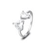 Anillo de plata de ley s925 con incrustaciones de circonita para mujer, nicho de lujo ligero de alta calidad, anillo cuadrado, anillo de cola abierta ajustable