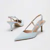 Zapatos de tacón de aguja de lujo de estilo europeo y americano para primavera, simples, de color liso, punta fina, escotados, producto nuevo transfronterizo
