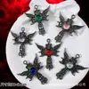 Acessórios Estilo Escuro Estilo Europeu e Americano Borboleta Preto Fosco Rosa Cruz Pingente Pulseira de Contas DIY Colar