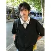 Camisa de Manga Curta com Gola Cubana para Homem, Estilo Fino de Verão, Estilo Elegante e Casual, Camisa Floral de Seda Gelada, Falso Duas Peças, Mangas Três Quartos