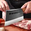 Cuchillo de Cocina Siete Estrellas Hachuela para Huesos Cuchillo de Cocina Forjado a Mano para el Hogar Hachuela Grande de Cocina de Doble Propósito Mango de Madera Maciza