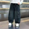Jeans de Otoño para Niños Estilo Coreano Pantalones Curvos Elegantes 2026 Nuevos Pantalones de Primavera y Otoño Pantalones Rectos de Pierna Ancha para Niños