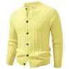 Cardigan de Punto Trenzado con Cuello Alto para Hombre Otoño/Invierno 2026 Color Sólido Manga Larga Botones Suéter Ropa Exterior Casual Chaqueta Multicolor