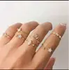 Joyería para Manos Popular Transfronteriza Europea y Americana Anillo Articulado Hueco con Diamante Accesorios Anillo para Mujer Estrella Luna Ópalo