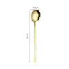 Cuchara Redonda de Acero Inoxidable Estilo Coreano Cuchara Jingle Celebridad de Internet Cuchara de Mango Largo Casera para Tremella y Nido de Pájaro Cuchara para Postre de Boda