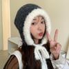 Gorro de Invierno Cálido Maillard Tejido con Protección para Orejas, Estilo Lei Feng Versión Coreana, Más Fácil de Combinar, Revela la Cara, Bolso Pequeño