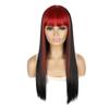 Flequillo de color cabello lacio tocado moda vanguardista raya al lado reflejos de color cabello largo lacio tocado de fibra química