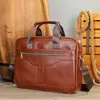 Maletín de cuero genuino para hombre, estilo europeo y americano, bolso de negocios para hombre, bolso de piel de vaca de primera capa, bolso para portátil, bolso bandolera vintage de gran capacidad.