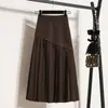 Ropa de Mujer Tallas Grandes Gordita Mm2025 Otoño e Invierno Nueva Moda Tendencia Cintura Alta Diseño Delgado Falda Plisada de Punto