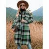 Chaqueta Cortavientos Estilo Europeo y Americano Otoño e Invierno 2022 Abertura Lateral Solapa Cuadros de Lana Holgada Chaqueta Camisa Lista para la Venta