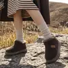 Pantuflas de invierno con tacón, estilo nuevo para hombre y mujer, de caña alta, forradas de felpa, con suela gruesa, antideslizantes, de peluche y aptas tanto para interior como para exterior