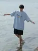 Fornecimento Direto da Fábrica Camiseta Solona Pesada 220g Masculina Manga Curta Verão para Meninos Gola Pequena Camiseta Estampada para Praia