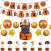 Decoraciones para Fiesta de Cumpleaños Temática de Baloncesto, Banderines, Adornos para Pastel, Globos, Vajilla para Fiesta, Platos de Papel, Vasos de Papel