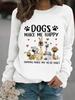 Europa e Estados Unidos cruzados outono e inverno feminino casual manga longa gola redonda CÃES cinco cães estampados moletom suéter atacado