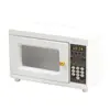 1:12 Mini Cozinha de Madeira para Casa de Bonecas Micro Cena Modelo de Micro-ondas Branco Puxador Dourado