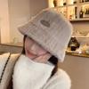Chapéu de pelúcia quente de inverno com proteção para as orelhas, estilo japonês para crianças, cor combinando versátil, chapéu tipo balde, para cabeça grande, chapéu de pescador pequeno