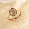 Anel Fumê Púrpura de Jade Hetian com Cabochão Transparente Imitação de Jade, Design Aberto Ajustável, Estilo Minimalista, Joia Branca