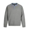 Ropa Vintage 25 Otoño/Invierno Nuevo Estilo Retro Americano Old Money Diseño de Cuello Henley Color-Block Suéter Cálido de Punto