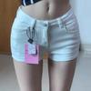 Shorts Blancos de Mezclilla Ultra Cortos Ajustados para Mujer, Estilo 'Hot Girl', Delgados de Verano, Ajuste Delgado, Tiro Bajo, Adelgazantes, Versátiles, Hot Pants