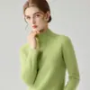 Comercio electrónico transfronterizo: Tejidos de punto para mujer otoño/invierno 2026, cuello semi-alto, sin costuras, suéter de punto de una sola pieza, suéter base ajustado estilo coreano