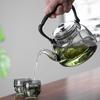 Tetera de vidrio borosilicato resistente a altas temperaturas, tetera de haz, tetera de gran capacidad, tetera gris ahumado, hervidor integrado para cocinar
