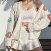 Cárdigan de Punto Estéreo con Flores Elegante Estilo Europeo y Americano Transfronterizo para Mujer Otoño e Invierno Cuello en V Manga Larga Chaqueta de Punto Oem/Odm