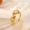 Anillos de Moda y Únicos, Simples y Lujosos, Versátiles, Estilo Ins, Anillos Abiertos de Corazón Doble Transfronterizos Europeos y Americanos