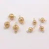 Pendientes Colgantes Clásicos de Cobre Puro de 8 mm Huecos con Exquisita Flor y Bola, Accesorios para Joyería DIY con Cuentas, Materiales para Pasadores y Adornos para el Cabello