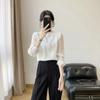 Primavera 2025 Nuevo Ligero Amigable con la piel Adelgazante Tridimensional Encaje Auricularia Cuello Camisa Base Camisa de Gasa Top Mujer