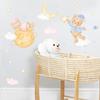 LD64129 Oso de Dibujos Animados Recogiendo Estrellas Planeta de Ensueño Luna Nubes Habitación Infantil Decoración del Hogar Adhesivos de Pared Autoadhesivos