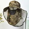 Sombrero de sol tipo chal de camuflaje para hombre, transpirable, para exteriores, con protección solar, para pesca, viajes, montañismo, desmontable