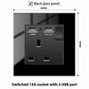 Versión de Hong Kong y Macao Enchufe Británico de 13A con Carga Rápida USB Tipo-C Estándar Británico Pata Cuadrada Tres Orificios Panel de Vidrio Negro