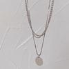 Nuevos Productos Transfronterizos Europeos y Americanos, Collar con Colgante de Cadena Multicapa de Disco Trendy, Elegante Collar Cadena para Suéter Clavícula
