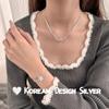 Plata Esterlina S925 Corea del Sur Estilo Coreano Flor Pequeña Pulsera de Doble Capa Flor Accesorios para Mujer Personalidad Simple Collar Sencillo Estilo Ins